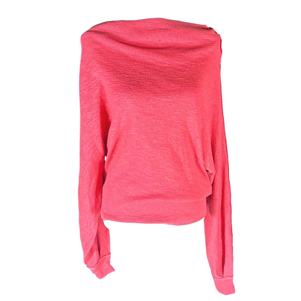 We The Free Off the Shoulder Top Womens XS Coral Long Sleeve Seam Back Relaxed